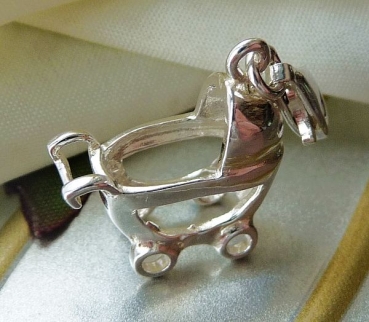 Anhänger Charm 925 Silber Kinderwagen für Bettelarmband