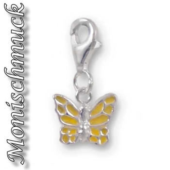 Anhänger Charm 925 Silber Schmetterling gelb