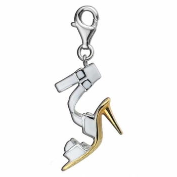 Anhänger Charm 925 Silber Schuh Weiss-Gold