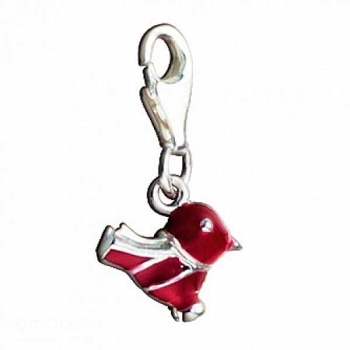 Anhänger Charm 925 Silber Vogel rot