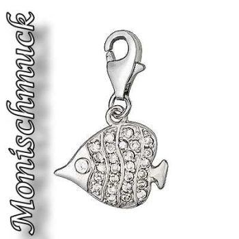 Anhänger Charm 925 Silber Zirkonia Fisch II