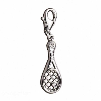 Anhänger Charm 925 Silber Zirkonia Tennisschläger