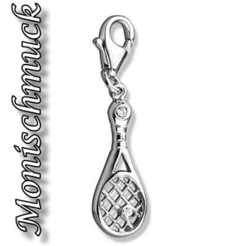 Anhänger Charm 925 Silber Zirkonia Tennisschläger