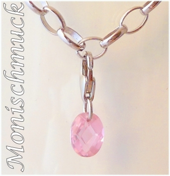 Anhänger Charm oval Zirkonia rosé