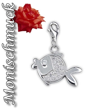 Anhänger, Charm Fisch II crystal 925