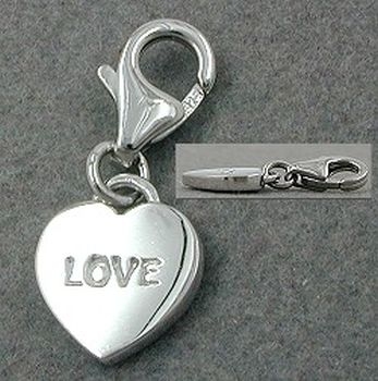 Anhänger, Charm Herz-LOVE, Silber 925