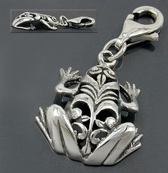 Anhänger, Charm, Frosch, Silber 925