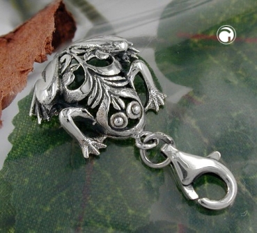 Anhänger, Charm, Frosch, Silber 925