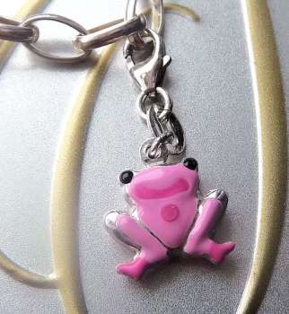 Einhänger Charm 925 Silber Frosch pink