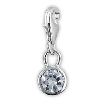 Einhänger Charm 925/- Sterling Silber Zirkonia rund