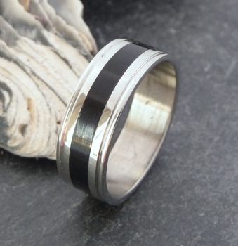 Ring Edelstahl schwarze Einlage