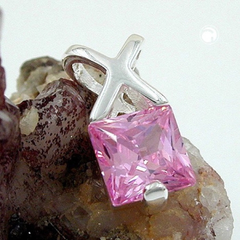 Anhänger 13x6mm Zirkonia pink Silber 925