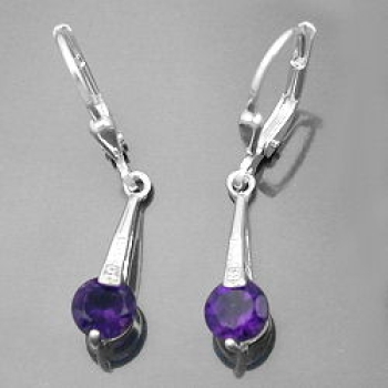 Ohrbrisur Ohrhänger Ohrringe 29x5mm synthetischer Amethyst mit Zirkonia Silber 925