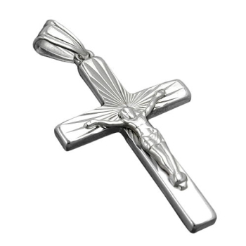 Anhänger 28x19mm Kreuz mit Jesus glänzend rhodiniert Silber 925