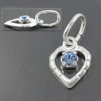 Anhänger 8x6mm Herz mit Glasstein hellblau Silber 925