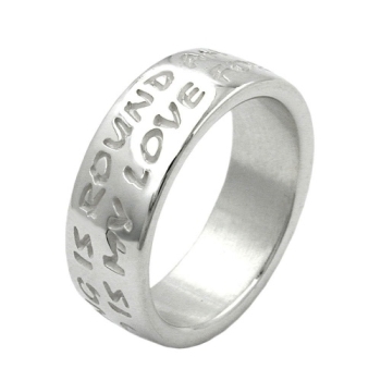 Ring 8mm mit Prägung LOVE HAS NO END Silber 925 Ringgröße 54