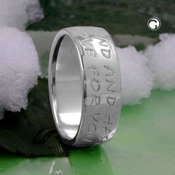 Ring 8mm mit Prägung LOVE HAS NO END Silber 925 Ringgröße 54