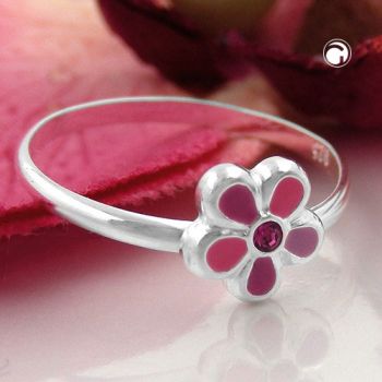 Ring Kinderring mit Blume pink Silber 925 Ringgröße 42