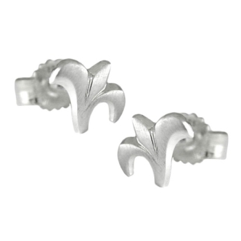 Ohrstecker Ohrring 7x6mm kleine Blüte mattiert Silber 925