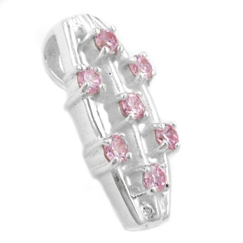 Anhänger 21x9mm 7x Zirkonia pink Silber 925