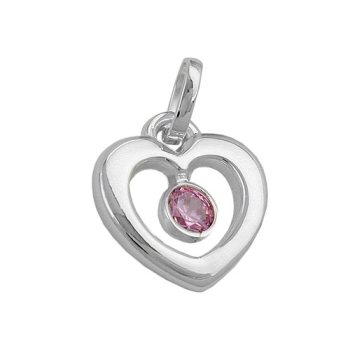 Anhänger 17x16mm Herz Zirkonia pink Silber 925