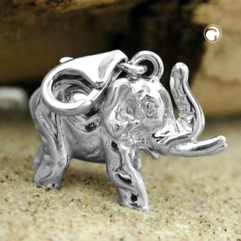 Anhänger 19x14x9mm Charm Elefant rhodiniert Silber 925