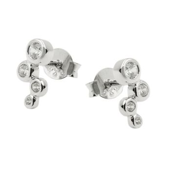 Ohrstecker Ohrring 9x3mm 4x Zirkonia weiß glänzend rhodiniert Silber 925