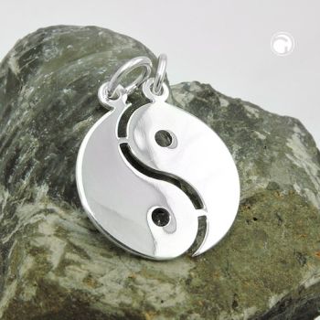 Anhänger 18mm Doppel Yin-Yang glänzend Silber 925