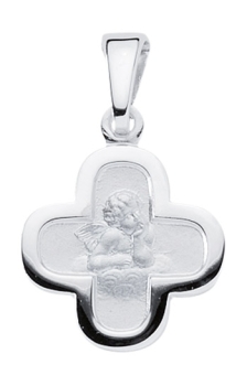 Anhänger Medaille Kreuz 11,5mm Engel Amour Silber 925