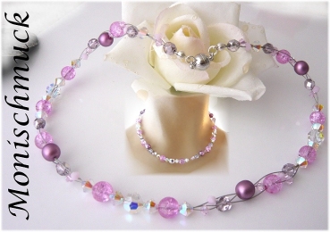 Collier Crystal AB Rose Flieder 43cm