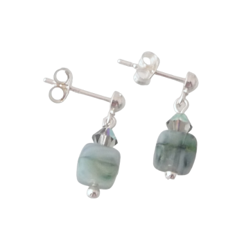 Ohrstecker Marmorierte Perle Light Green