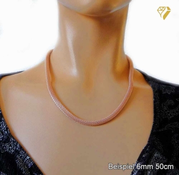 Exklusive Schlauchkette 3,2-6mm Collier Silber 925 rose vergoldet mit Bajonettverschluss 42cm