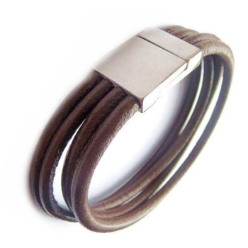 Design Lederarmband Edelstahlmagnetverschluss 21cm