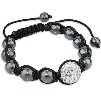 Shamballa Armband mit Kristallkugel und Hämatit