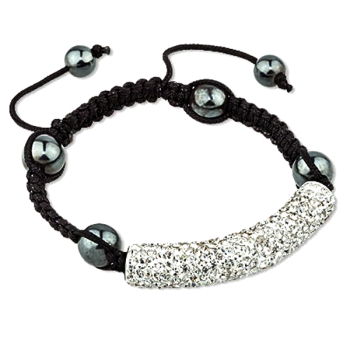 Shamballa Armband Schild mit Kristallen und Hämatit