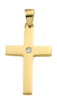 Anhänger Kreuz 14x19mm mit Diamant 14Kt 585 GOLD