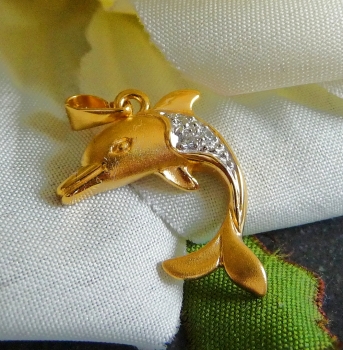 Anhänger Delfin mit Zirkonia 8Kt 333 GOLD