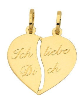 Partneranhänger Herz "Ich liebe Dich" 20x18mm 8Kt 333 GOLD