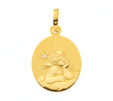 Anhänger Medaille Amor Engel mit Diamant 333 Gold
