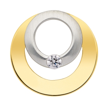 Anhänger rund bicolor 14mm Zirkonia 8Kt 333 GOLD