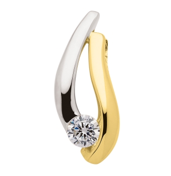 Anhänger bicolor 19mm Zirkonia 8Kt 333 GOLD