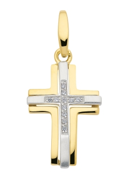 Anhänger Kreuz Zirkonia 12x18mm 8Kt 333 GOLD WEISSGOLD