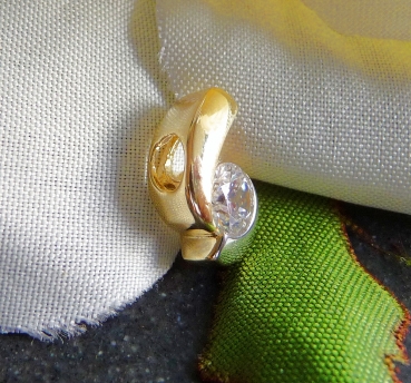 Anhänger bicolor 12mm Zirkonia 14Kt 585 GOLD