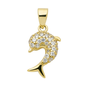 Anhänger Delfin mit Zirkonia 8Kt 333 GOLD