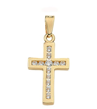 Anhänger Kreuz Zirkonia 11x19mm 9Kt 375 GOLD