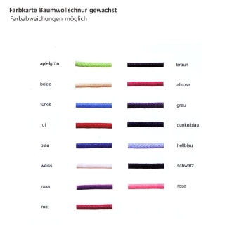 Baumwollschnur gewachst 2mm lose in 15 Farben