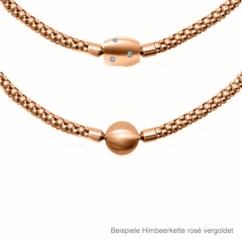 Edelstahl Collier Himbeerkette 4mm rosé vergoldet für Wechelschliesse