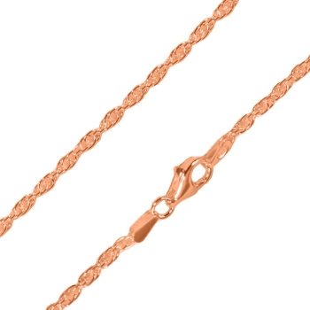 Kette Collier Doppelankerkette gedreht 40cm Silber 925, vergoldet, rosé vergoldet