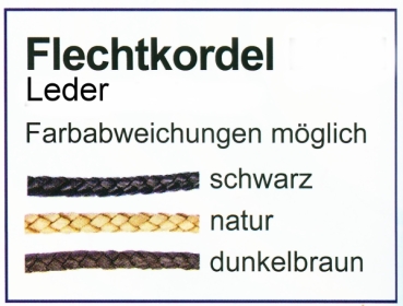 Lederband 4mm geflochten mit 925 Silber Karabiner