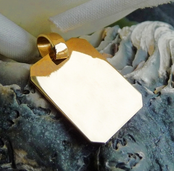 Anhänger Gravurplatte eckig 15x18mm 8Kt Gold